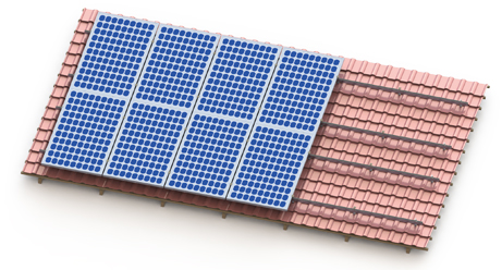 Montagem de energia solar em telhado de telha